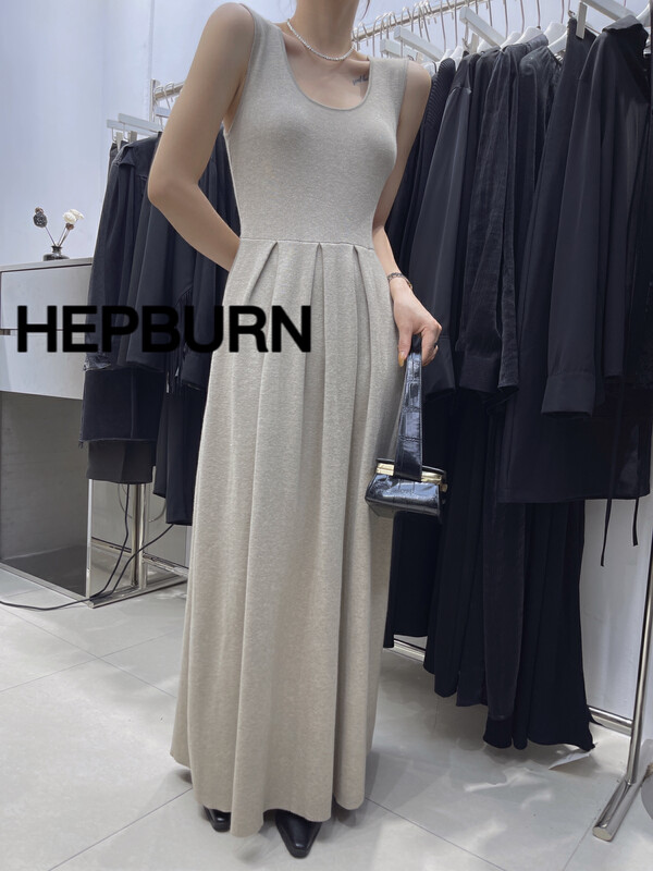 【HEPBURN Hepburn】Explosive pleated knitted dress A18# FHX