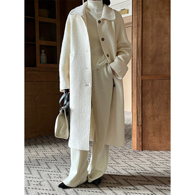 [THE MIND] Korean style winter fashion simple and warm long wool coat 61268