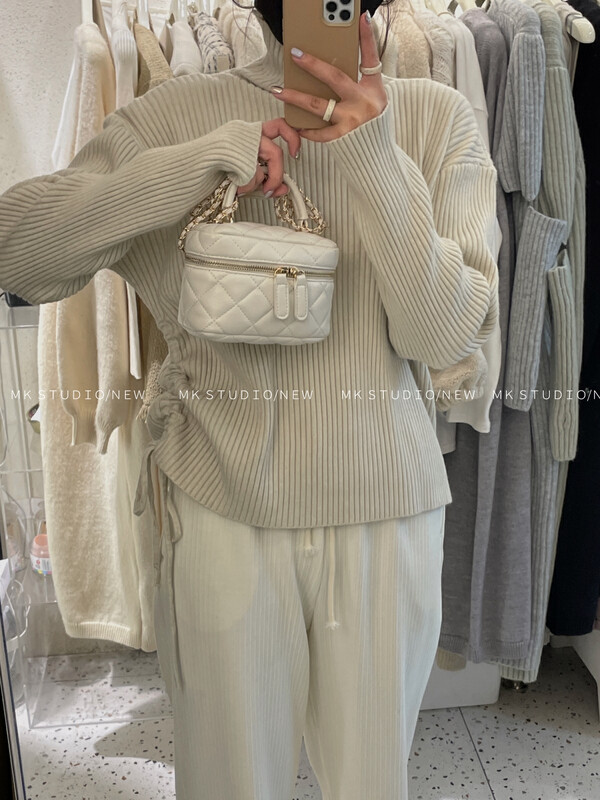 New in winter! [MK] design pit strip turtleneck warm sweater d179# HJY