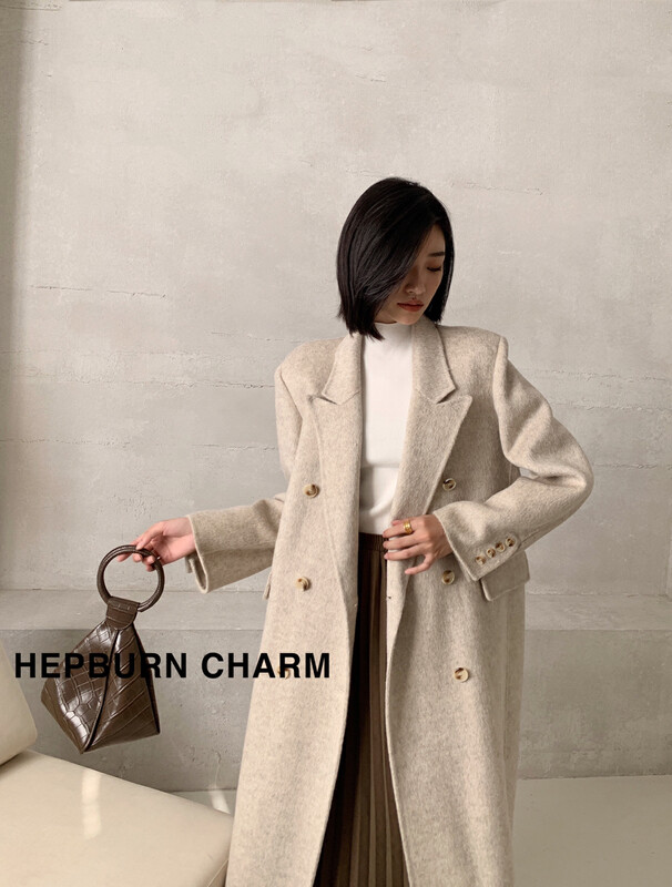 【HEPBURN Hepburn】High-quality double-sided cashmere suit collar long wool coat (temperament coat) H005# FHX
