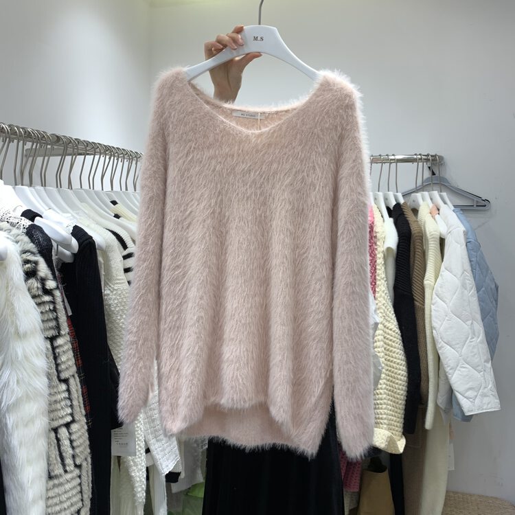 【MS STUDIO】Lazy Wind Solid Color Fur Warm Sweater 88332# PCZ