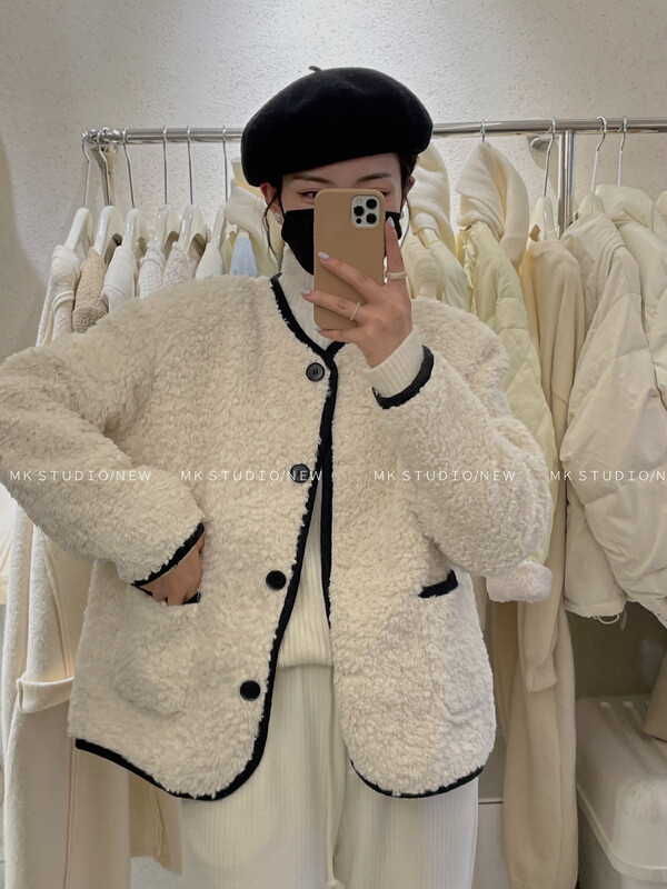 【MK】Round Neck Colorblock Single Breasted Short Jacket YS1-3669# HJY