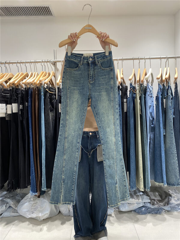 【JEANS】Fleece Slit Micro-Flare Jeans R266# LSW