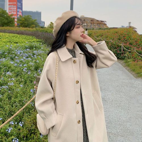 Popular mid-length woolen coat women's button autumn and winter new temperament small man thickened quilted jacket women