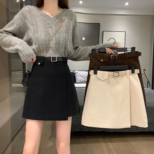 Fashionable super fire woolen skirt with belt