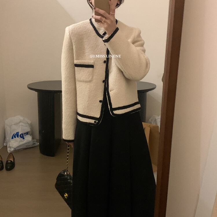 【IMISS】French Contrast Small Fragrant Fur Coat Short Coat QK6527