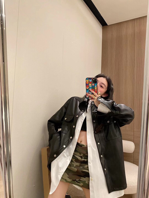 【NANCY】Minimalist high street style leather jacket M7918# WPL