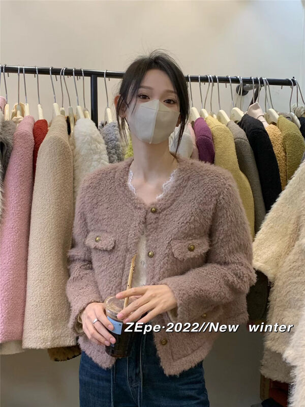 【ZE】French retro single-breasted solid color comfortable short coat 1219# L
