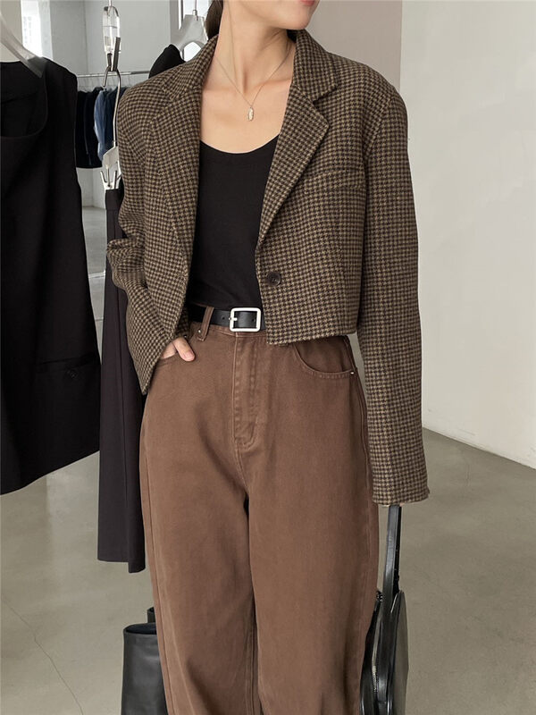 【CLEAN SPACE】Short Neat Temperament Single Button Double Sided Wool Jacket (100 Wool) 35003# CQW