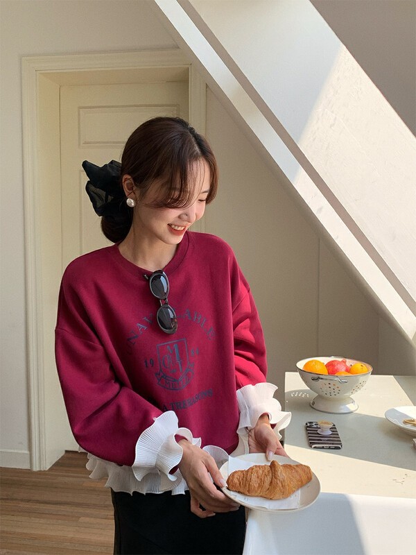 New in winter! [NEW OPEN] Korean letter print long-sleeved fungus sweater GY80582# ZXX
