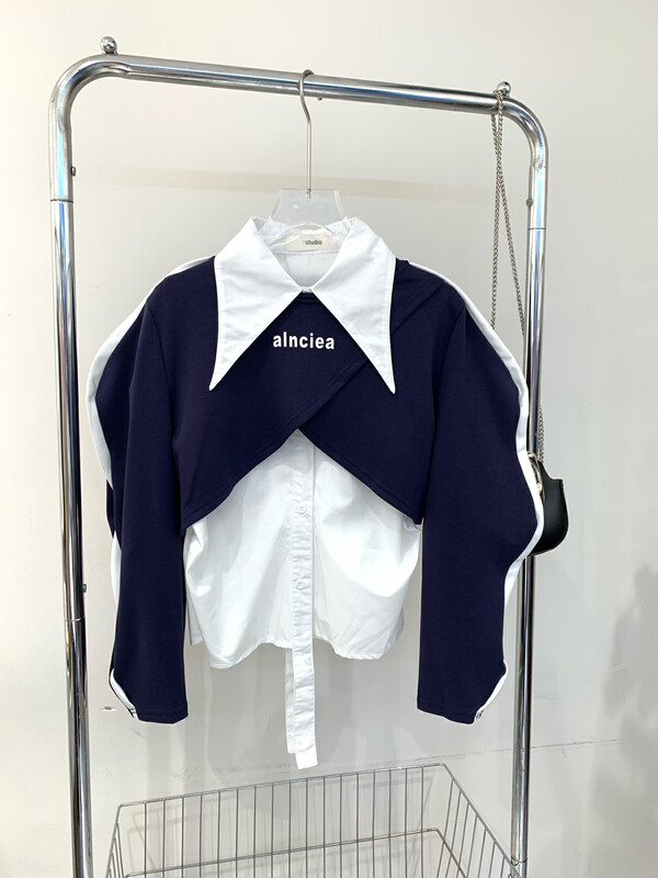 Autumn is new! [JUN.T] Korean fashion age-reducing shirt + short letter sweater suit 6789# PCZ