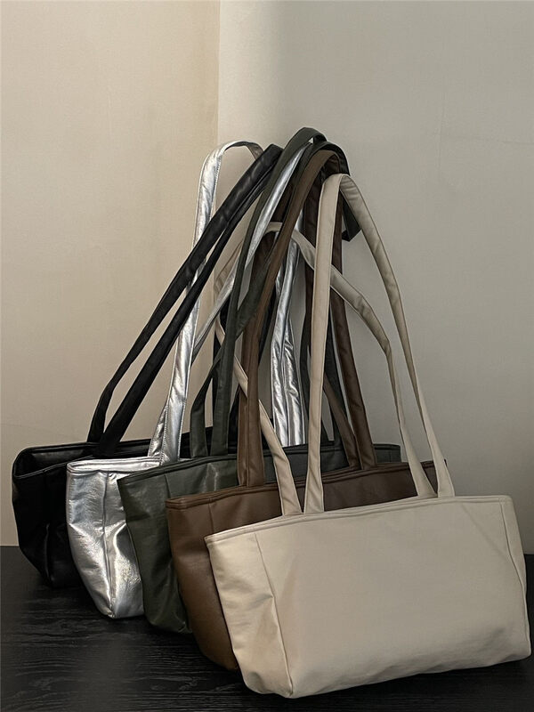 【CLEAN SPACE】Solid color large-capacity pu leather shoulder bag 32518# CQW