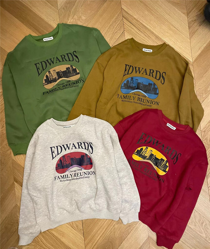 New in autumn!【RICH PAPA】Korean round neck letter print fleece sweater 23A160# ZXX