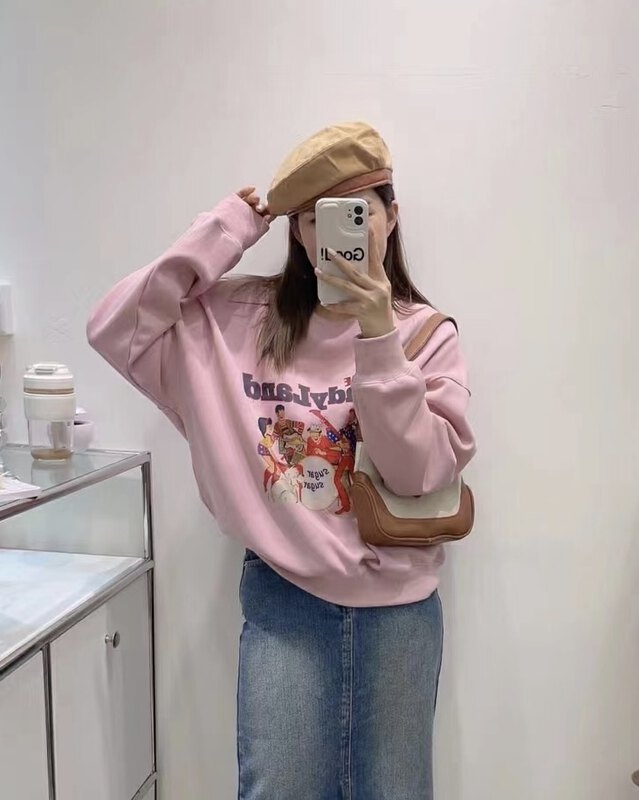 【RICH PAPA】American Vintage Print Crew Neck Sweater A197# ZXX