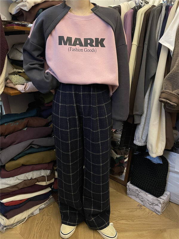 【RICH PAPA】Retro plaid straight wool casual pants K089# ZXX