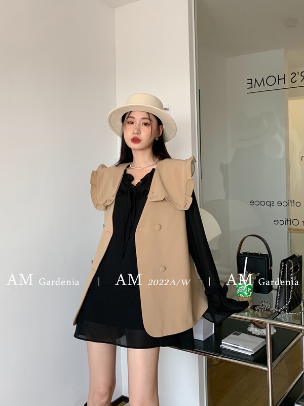 Original price 178.99! New in early autumn! [AM GARDENIA] Design fashion vest + fungus edge sweet dress suit YS1-1206-1# ZXX