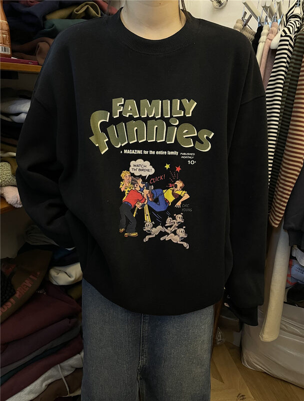 【RICH PAPA】Korean all-match cartoon print fleece sweater A230# ZXX