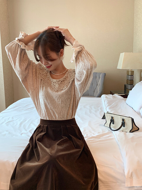 【NEW OPEN】French style lace lotus leaf collar shirt FY80638# ZXX