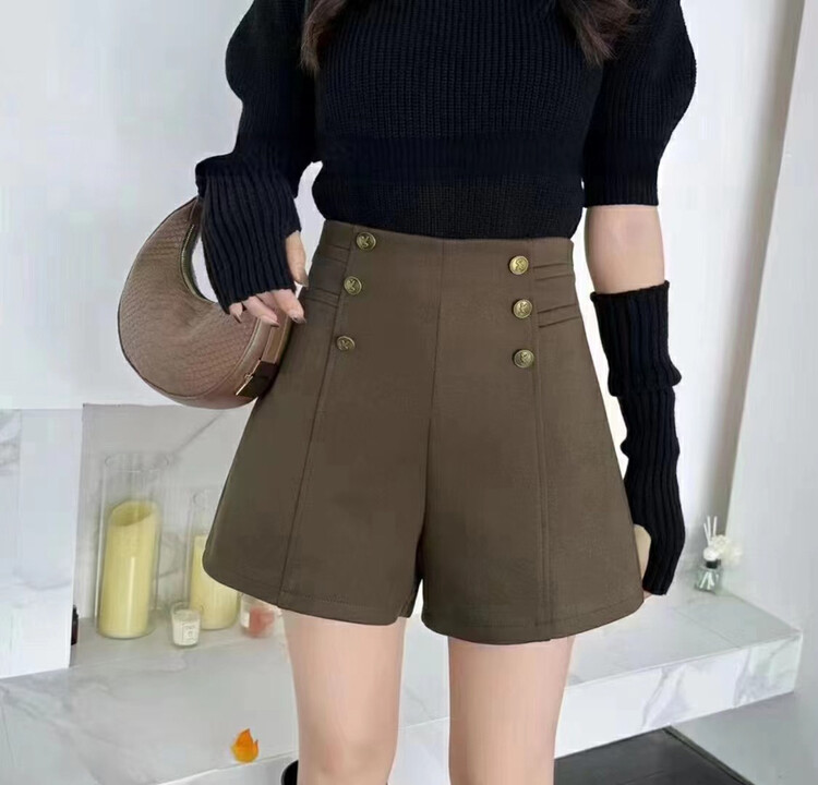 【QUEEN QUEEN】Solid color high waist all-match casual shorts A199006# CL