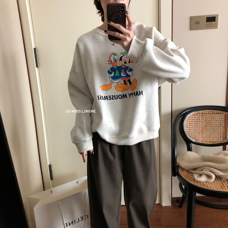 [IMISS] Korean version of all-match velvet thick cartoon sweater sweater QK3159