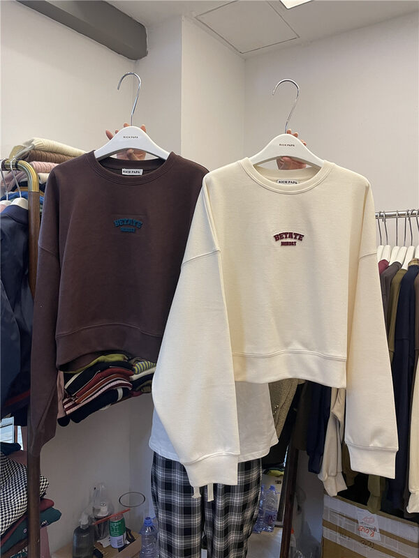 New in autumn! [RICH PAPA] Simple letter loose sweater 23A150# ZXX