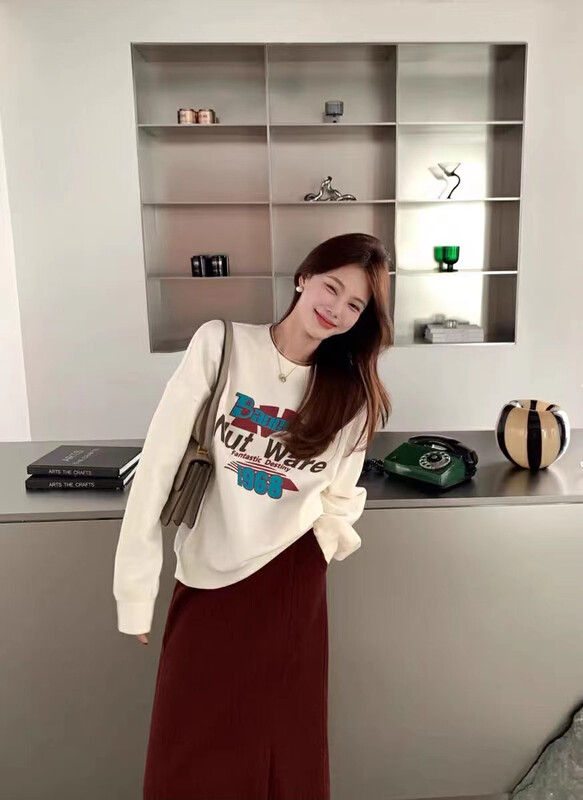 New in autumn! [RICH PAPA] American retro alphabet print sweater A162# ZXX