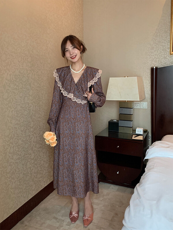 【NEW OPEN】French flounce v-neck temperament waist floral dress FL80637# ZXX
