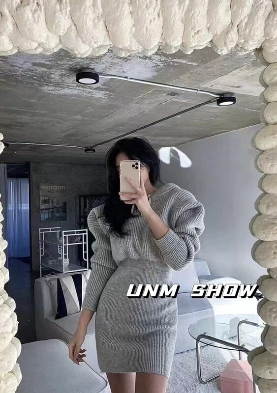 【UNM-SHOW】Hooded Sweater Casual Dress 7400# WTT