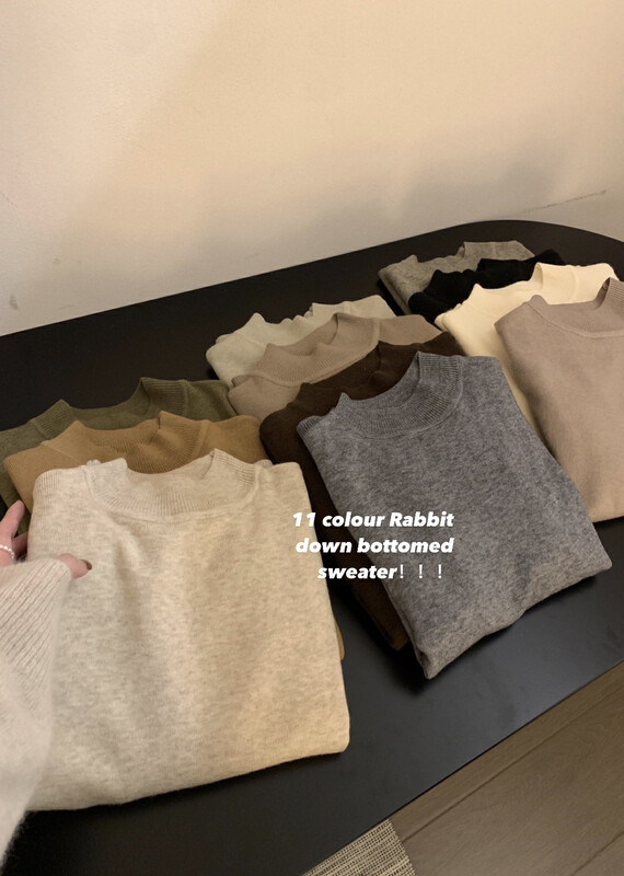 【IMISS】Multicolor all-match thickened half turtleneck knitted bottoming sweater knitted sweater QK0328