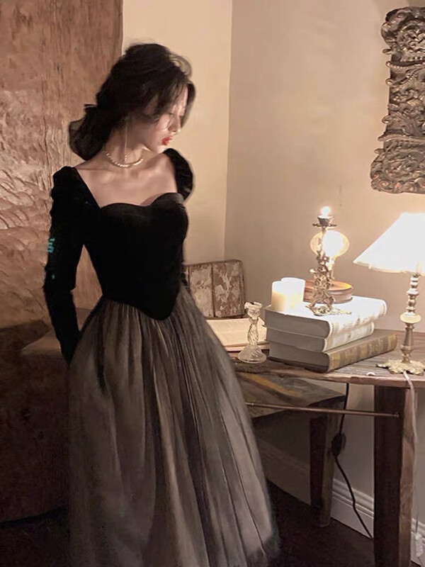 New in autumn!  【JUN.T】French retro elegant long dress 6783# PCZ