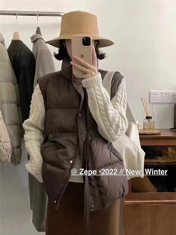 【ZE】無袖舒適百搭顯瘦保暖羽絨服外套(含白鴨絨90%/只賣外套)  1501#  L