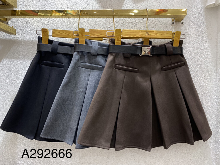 【QUEEN QUEEN】High waist A-line all-match skirt (with belt) A292666# CL