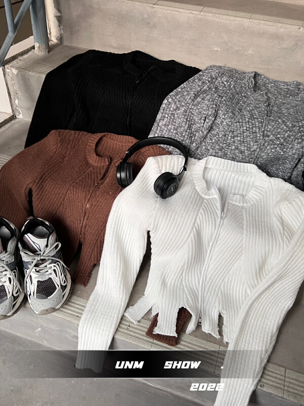 【UNM-SHOW】Long Sleeve Zipper Versatile Warm Sweater 6736# WTT