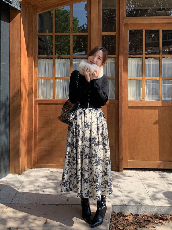 【NEW OPEN】Korean style pleated floral skirt JQ80711# ZXX