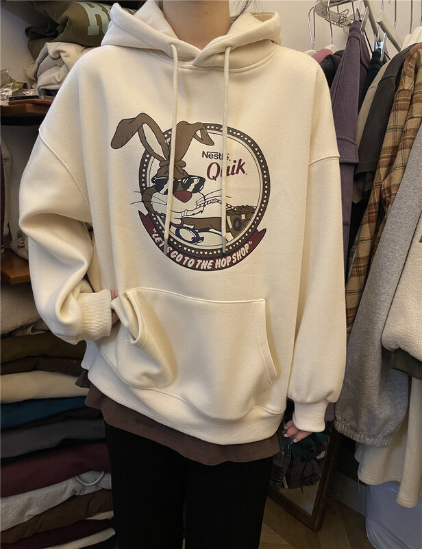 【RICH PAPA】Korean hooded rabbit print fleece sweater YS1-A239# ZXX