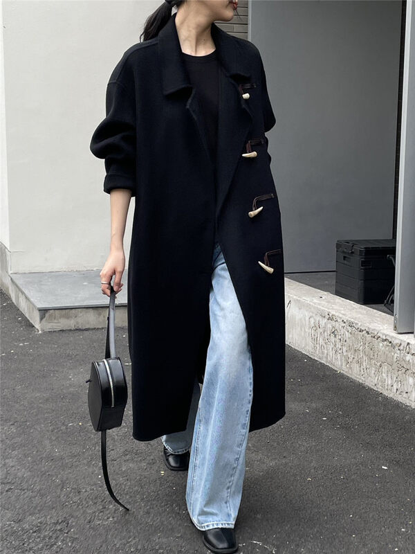 【CLEAN SPACE】Horn Buckle Long Versatile Wool Jacket (100 Wool) YS1-30021# CQW