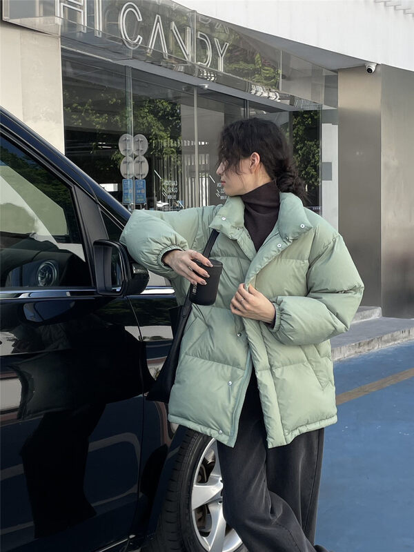 【CLEAN SPACE】Korean version of solid color bread warm down jacket (90 white goose down) 33551# CQW