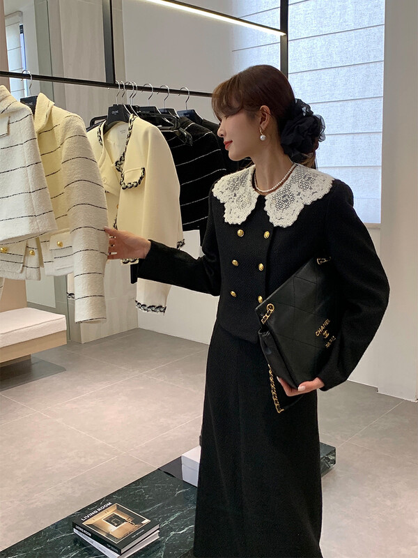 【NEW OPEN】Xiaoxiangfeng fashion temperament lace doll collar short coat FW80591# ZXX