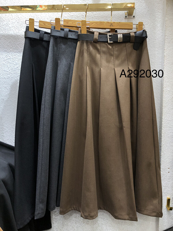 【QUEEN QUEEN】High waist A-line commuter all-match skirt (with belt) A292030# CL