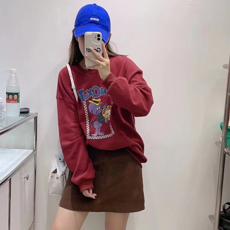 New in autumn! [RICH PAPA] American retro cartoon print sweater A127# ZXX