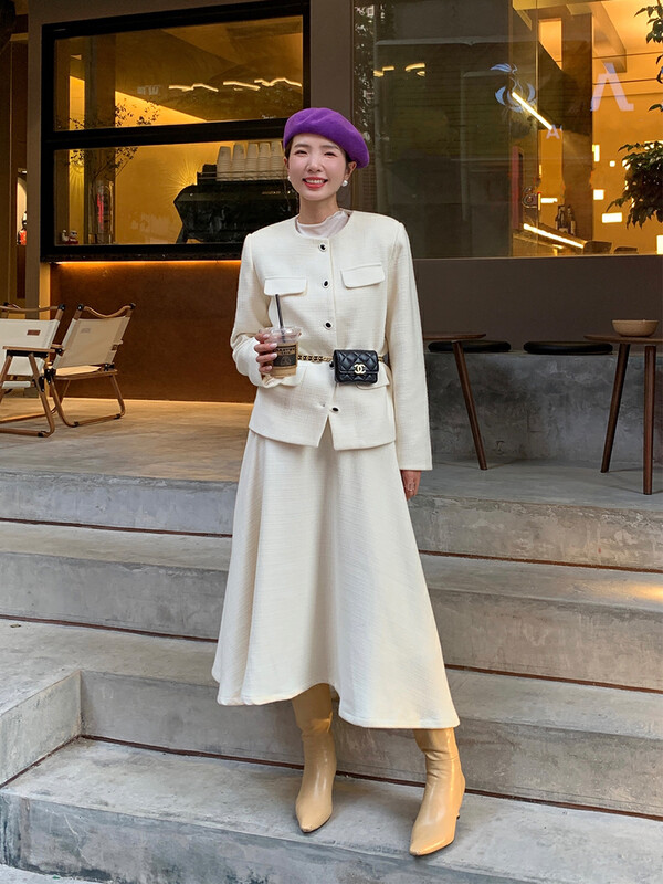 Autumn and winter new style!【NEW OPEN】Simple temperament high waist a-line skirt JQ80568# ZXX