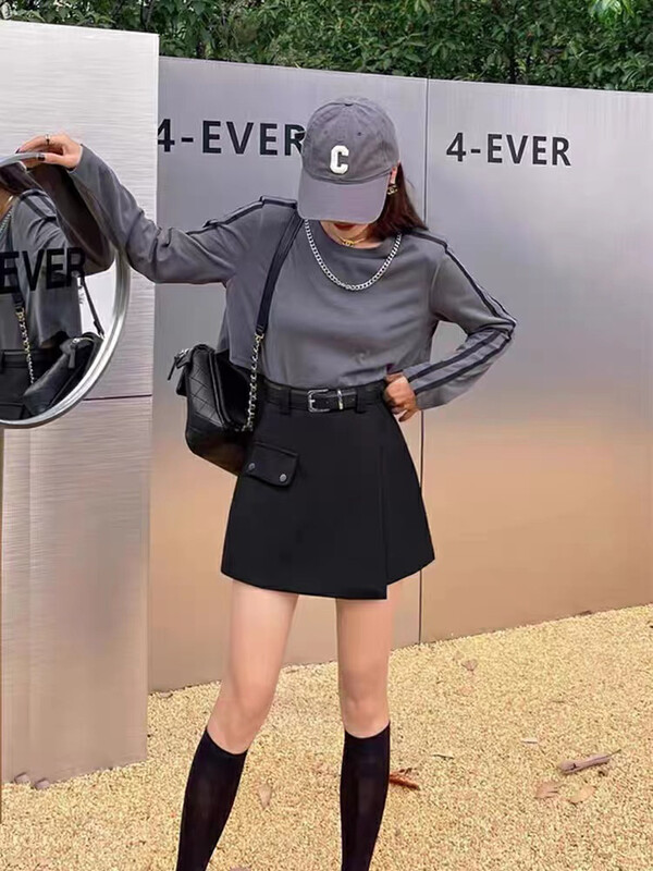 【QUEEN QUEEN】Korean high waist all-match casual shorts (with belt) A69899# CL