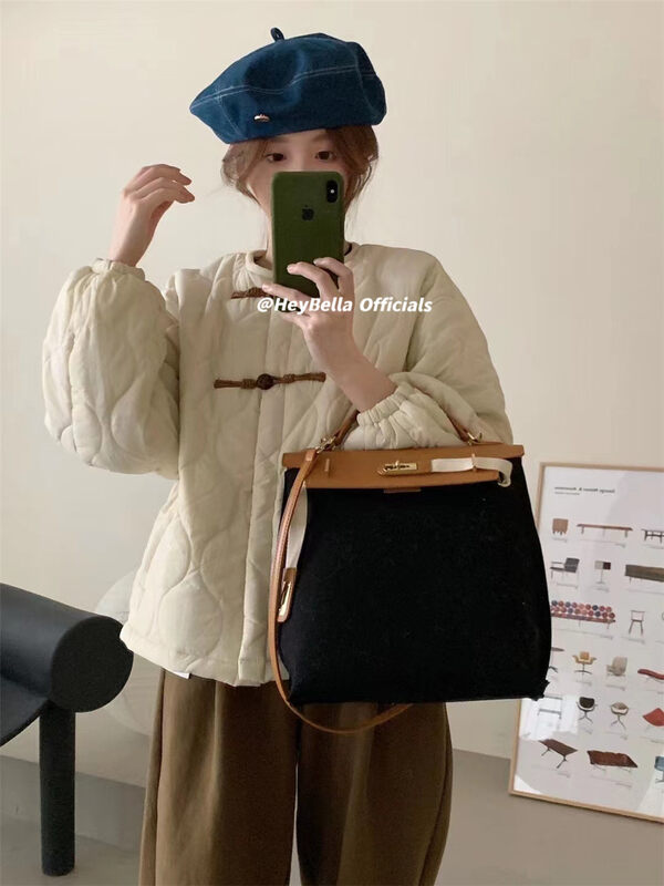 【HEY BELLA】Color-blocking and comfortable all-match warm padded jacket B5720# L