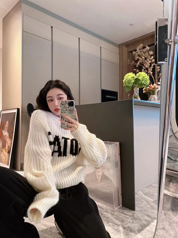 【NANCY】Niche Design Letter Knit Sweater M3855# WPL