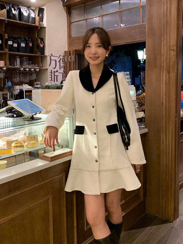 【NEW OPEN】Korean style temperament lapel waist single-breasted dress GL80673# ZXX