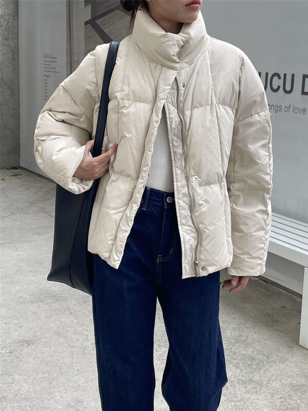 【CLEAN SPACE】Korean Simple Stand Collar Versatile Short Warm Down Jacket (90 White Duck Down) 32578# CQW