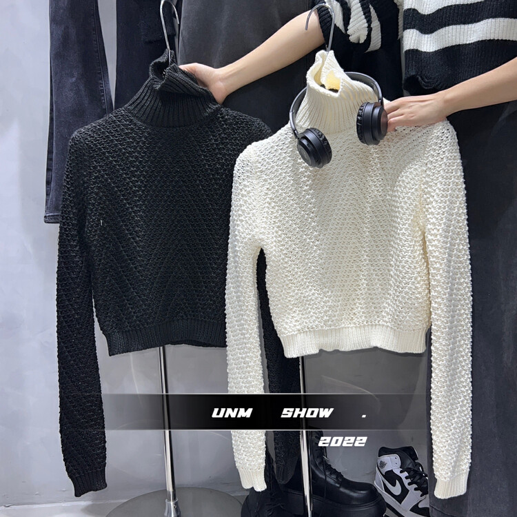 【UNM-SHOW】High Neck Pullover Short Warm Sweater 6720# WTT