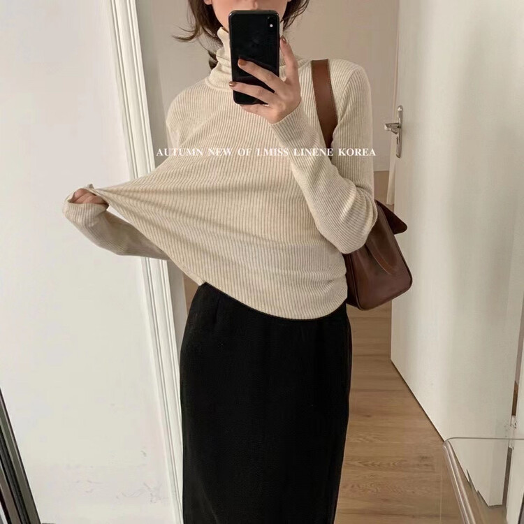 【IMISS】Multicolor all-match comfortable turtleneck sweater bottoming shirt top sweater with 6 wool QK0317