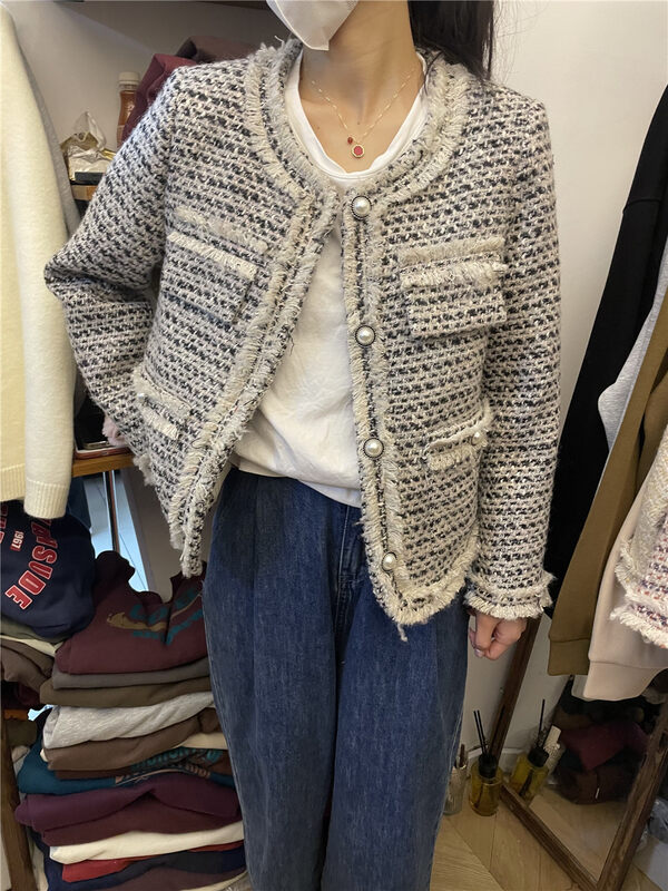 [RICH PAPA] Small Fragrant Temperament Retro Warm Down Jacket (90% Goose Down) W049# ZXX
