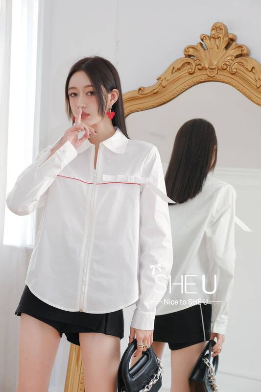 Original price 100.39! [SHE U] Korean version temperament all-match bow shirt c80592